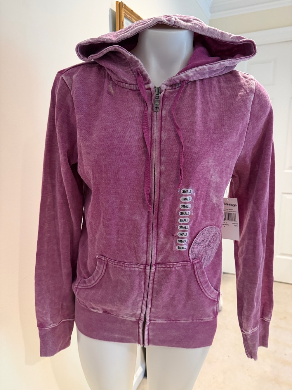 NWT Ladies Billabong Faded Pink Full Zip Hoodie Sz S